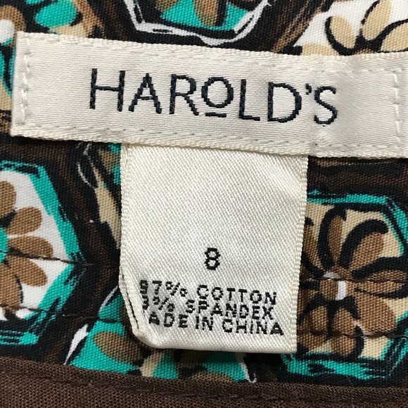 Harold's Vintage Cotton Blend Pants Women's Size 8 Retro Floral Crop Trousers - Picture 8 of 12